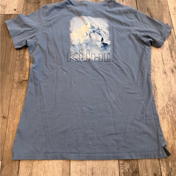 Kuhl T-shirt Men's Medium Blue Logo Graphic Outdoor Summer Hiking Tee The Ridge - Picture 1 of 6